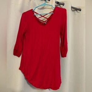 Red strappy 3/4 sleeve top